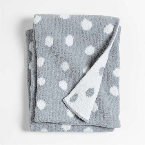 Personalized Reversible Mist Blue Chenille Dot Baby Stroller Blanket