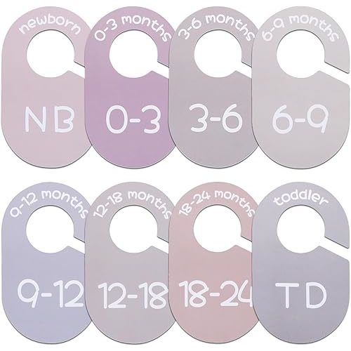 ITDYB Baby Closet Dividers for Clothes Organizer - Set of 8 Double-Sided Clothes Size Dividers from Newborn to Toddler for Daily Gender Neutral Baby Nursery Decor
