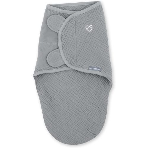 Ingenuity Original Muslin Baby Swaddle, 100% Cotton, Improves Sleep & Calms Startle Reflex, 0-3 Months, 1.0 TOG, 7-14 Pounds - Granite