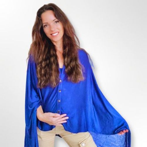 Zalamoon Luxury Maternity Infinite Snap Wrap - Fashion & Function Shawl For Breastfeeding Moms - Navy
