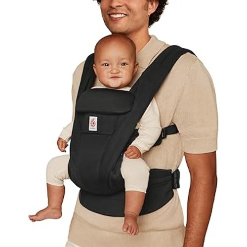 Ergobaby Omni Deluxe All Carry Positions Breathable Cotton Baby Carrier with Enhanced Lumbar Support and Lightweight Comfort, Newborn to Toddler, (Holds 7-45 lbs), Onyx Black