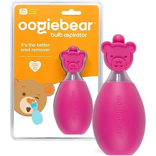 oogiebear: Baby Nasal Aspirator - Safe Booger & Earwax Remover for Newborns, Infants, Toddlers - Better Syringe, Airtight Suction, Nose Sucker - Essential Baby Stuff, Diaper Bag Must-Haves, Pink