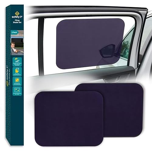 Safety 1st Cling Car Window Shades for Baby, Sun Blocker, Glare Shield and UV Protection for Your Child, Static Side Window Shade, Window Rolls Down Shade Stays On, Black Tint, Pack of 2