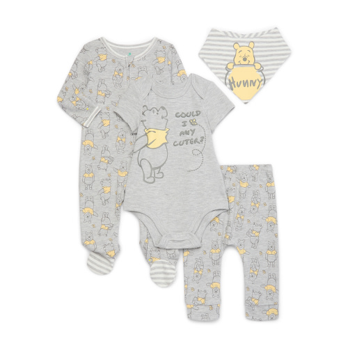 Disney Baby Wishes and Dreams Character Baby Layette Newborn Essentials Gift Set, 4-Piece, Sizes Newborn-6/9 Months