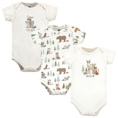 Hudson Baby Cotton Bodysuits, Forest Animals 3-pack, 18-24 Months