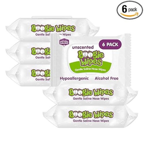 Baby Wipes Unscented by Boogie Wipes, Wet Wipes for Face, Hand, Body & Nose, Made with Vitamin E, Aloe, Chamomile and Natural Saline, 180 Count-30 Count (Pack of 6)
