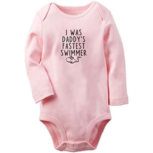 iDzn I was Daddy's Fastest Swimmer Funny Rompers Newborn Baby Bodysuits Infant Jumpsuits Outfits Long Sleeves Clothes