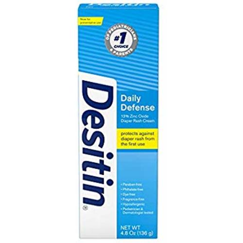 Desitin Daily Defense Baby Diaper Rash Cream with Zinc Oxide to Treat, Relieve & Prevent Diaper Rash, Hypoallergenic, Dye-, Phthalate- & Paraben-Free, 4.8 oz