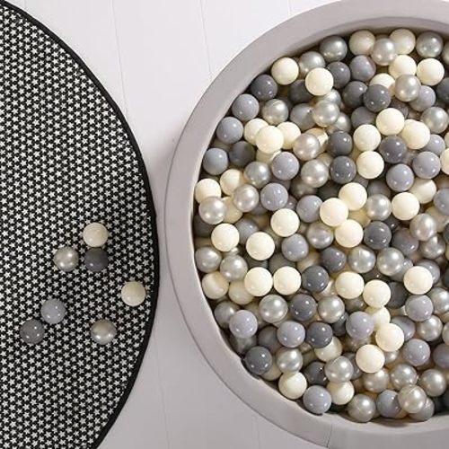 GOGOSO Cream Ball Pit Balls 100 Balls, 2.2 Inch Ball Pool Balls for Baby Fun Toys, Different Shaped for Toddler Ball Pit, Boys Girl Kids Birthday, Tent,Slides