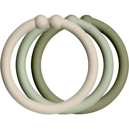 BIBS Loops 12-Pack, BPA Free, Made in Denmark. Polypropylene, Vanilla/Sage/Olive