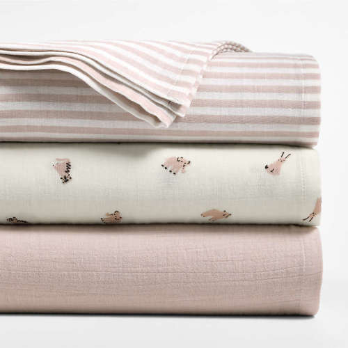 Supersoft Lilac Rose Mini Animal Organic Cotton Gauze Baby Swaddle Blankets, Set of 3