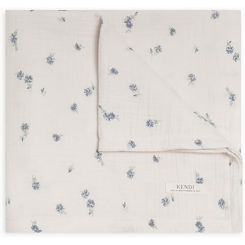 Colored Organics Baby Organic Cotton Swaddle - Infant Receiving Blanket - Elena Floral/Lilla Muslin