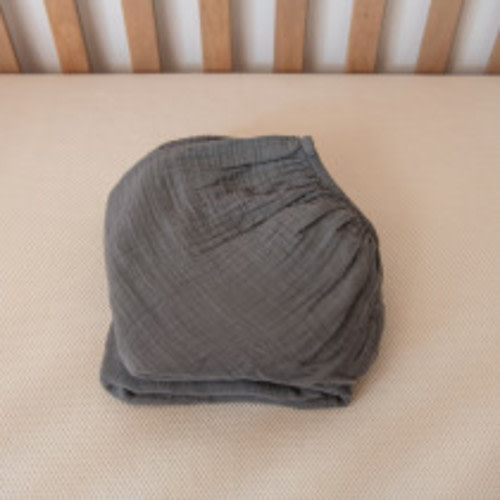 Naturepedic Organic Breathable Muslin Crib Sheets - Smokey Slate