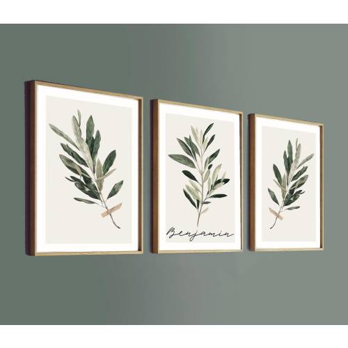 Olive Branch Print Set | Personalized Baby Name Wall Art | Farmhouse nursery | Olive Leaf art | Botanical Baby Room | Custom Baby Gift