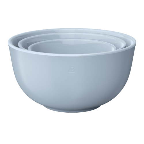 Beautiful 3-Piece Stoneware Nesting Mixing Bowl Set, Cornflower Blue by Drew Barrymore