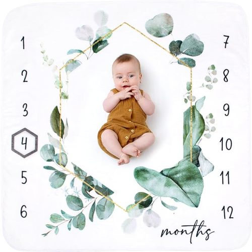 Baby Monthly Milestone Blanket for Baby Boy or Girl - Extra Cosy 46”x46” - Perfect Monthly Photo Prop to Capture Newborn to 12 Month Growth - Unisex