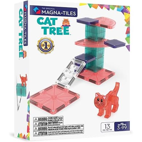 MAGNA-TILES Cat Tree 13-Piece Magnetic Construction Set, The Original Magnetic Building Brand