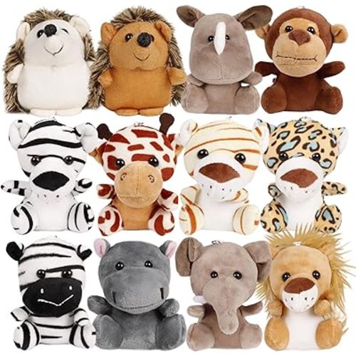 Small Stuffed Animals Bulk, 12 Pieces Cute Plushies, 4.5 Inch Mini Forest Animal Plush Toys, Treasure Box Toys for Classroom, Prize Box Toys, Party Favors for Kids, Baby Shower Decorations