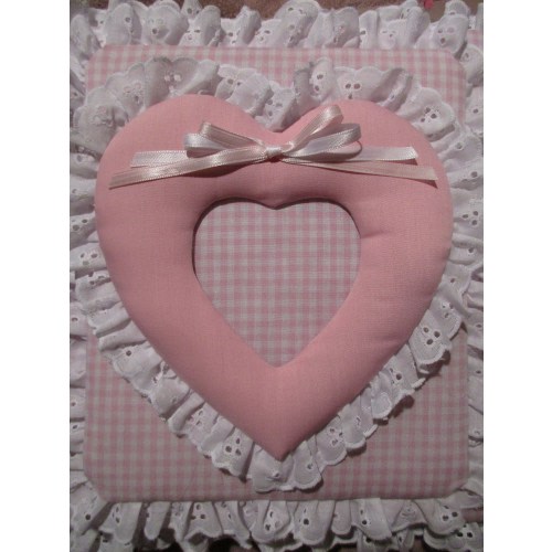 HEART PHOTO FRAME Gingham Fabric Photo Album / Scrapbook - Baby Girl