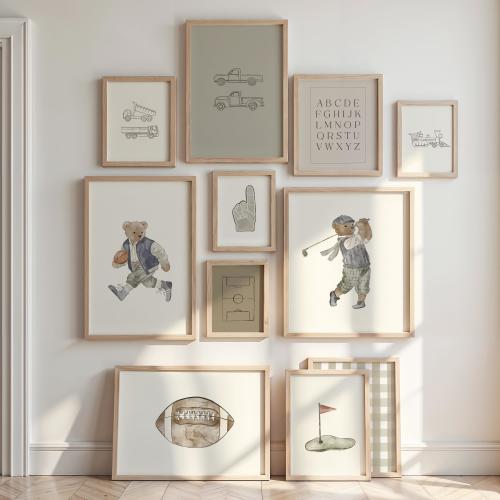 Muted Neutral Sports Prints Boys Set of 25 Vintage Style Gallery Wall Posters Sports Boy Room Wall Art Nursery Decor Retro Sports Printables