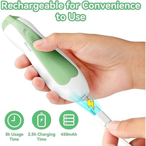 Baby Nail Trimmer Electric, 6 in 1 Rechargeable Baby Nail Clippers Manicure Set Grooming Kit for Toddler Infant or Adults (Green)