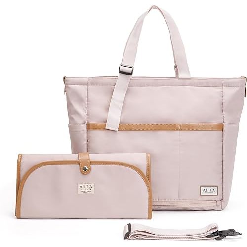 Diaper Bag Tote with Changing Pad,Stylish Diaper Tote bag for Mom and Dad, Convertible Travel Diaper Backpack, Crossbody Maternity Diaper Bag, Baby Bag, Newborn Essentials - Pink