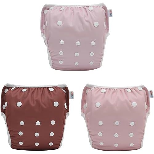 ALVABABY Swim Diapers 3pcs Baby & Toddler Snap One Size Reusable Adjustable Baby Boys' Swim Diapers for Swimming Lessons 3SWY74A