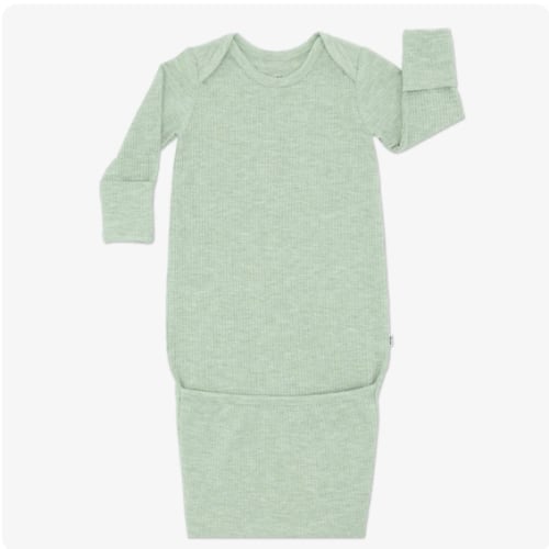 Heather Sage Ribbed Infant Gown - Little Sleepies