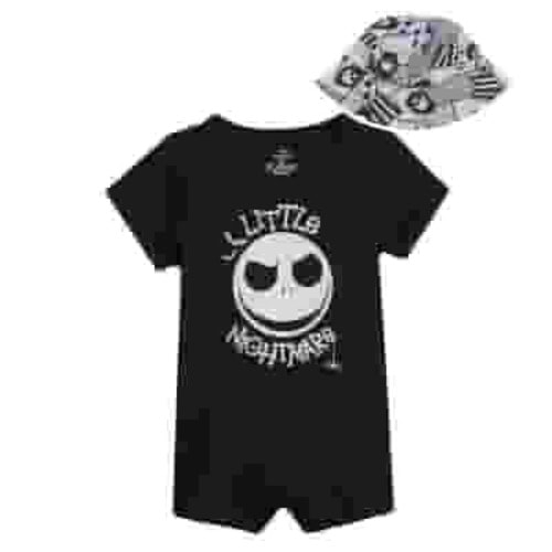 Disney Nightmare Before Christmas Jack Skellington Infant Baby Boys Romper and Hat Newborn to Infant