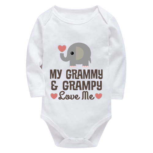My Grammy And Grampy Love Me Babys First Outfit Hospital Long Sleeve Plain Onsies White Baby Clothes Girls 0-3 Months