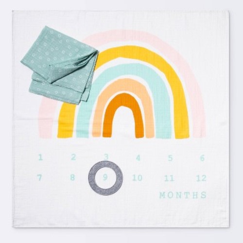 Muslin Blanket with Felt Frame Rainbow - Cloud Island™