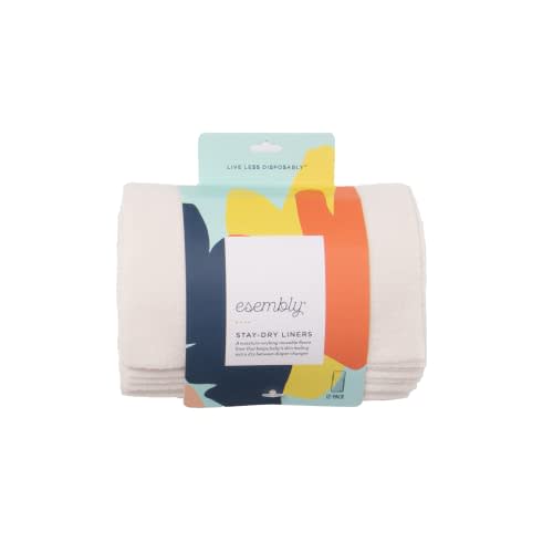 Esembly Cloth Diaper Stay-Dry Fleece Diaper Liner, Moisture-Wicking, Keeps Baby Dry, Prevents Staining, Protects Diaper, Easier to Clean, Washable, Reusable, Super-Soft, 12-Pack, One Size