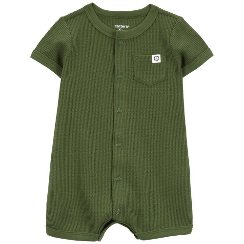 Baby Waffle Knit Short-Sleeve Romper - Green - Carter's | Carter's