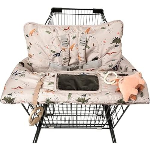 Shopping Cart Cover for Baby 2 in 1 High Chair Covers for Restaurant Comfortable Grocery Cart Seat Covers for Infant, Toddler Universal Suitable for Most Shopping Carts Machine Washable, Dinosaur