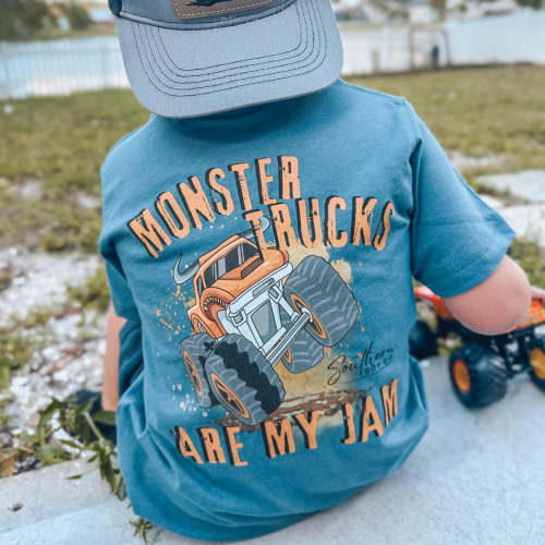 Monster Trucks Are My Jam Short Sleeve Kids Tee