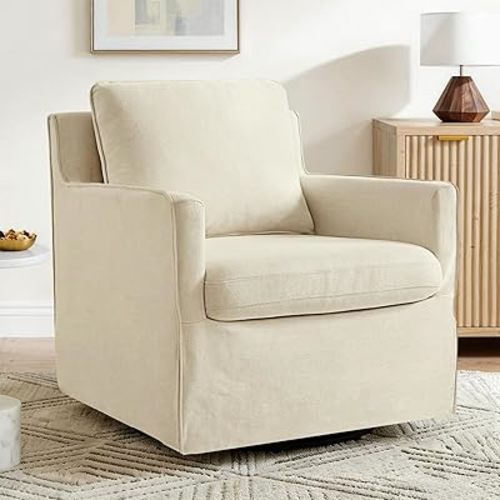 KISLOT Swivel Accent Chair Rocking Recliner 360 Degree Swivel Armchair Machine-Washable Cover for Nursery Living Room Bedroom