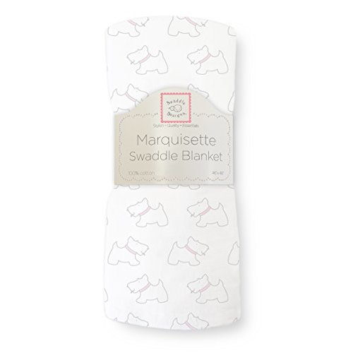 SwaddleDesigns Marquisette Receiving Swaddle Blanket for Baby Boys & Girls, Soft Premium Cotton Muslin, Best Shower Gift, Pastel Pink Little Doggie, Parent Picks Award Winner