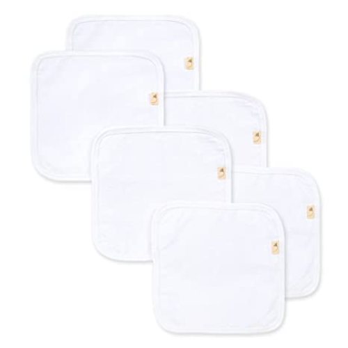 Burt's Bees Baby Washcloths, Absorbent Knit Terry, Super Soft 100% Organic Cotton - 6-Pack - Cloud White