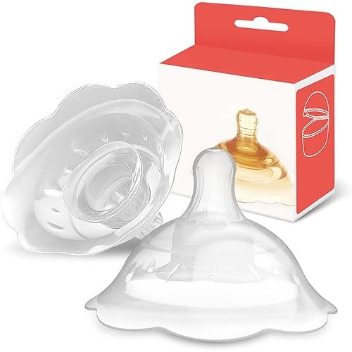 Nipple Shields for Nursing Newborn - 2 Packs - Silicone Breast Shields Nursing Caps for Breastfeeding Baby and Mommy Breast Shell, White
