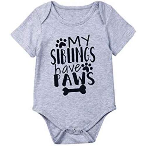 Newborn Baby GOT My Mind ON My Mommy Paws Funny Bodysuits Rompers Outfits Grey White 0-18M