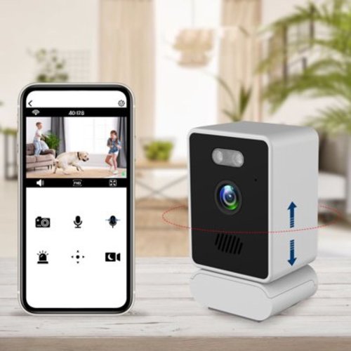 1080P WIFI Baby Monitor Camera - 360° Rotating Indoor Security Camera with Night Vision, Voice Intercom, Mobile App, for Elderly & Child Monitoring - White