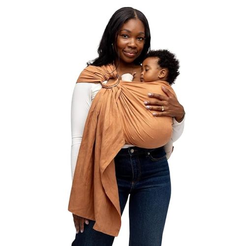 WildBird - Ring Sling Baby Carrier - 0-36 Months (up to 35 lbs) - Standard (74") Willow & Bronze Ring - Front, Hip or Back Carry - Adjustable Fit - Natural Linen - Baby Essentials - New Mom Gifts