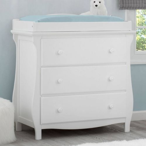 Delta Children Lancaster 3 Drawer Dresser with Changing Top and Interlocking Drawers - Bianca White