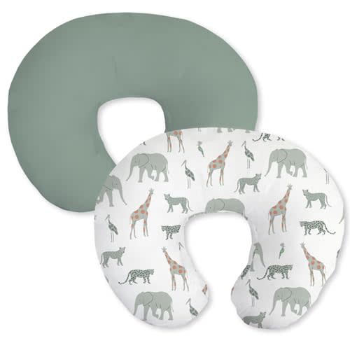 Little Grape Land Nursing Pillow Covers for Baby Girl, Soft Removable Covers Breathable for Breastfeeding Pillows, 2 Pack Nursing Pillow Cases Fit Standard Nursing Pillows, Tropical Quest, Cover Only