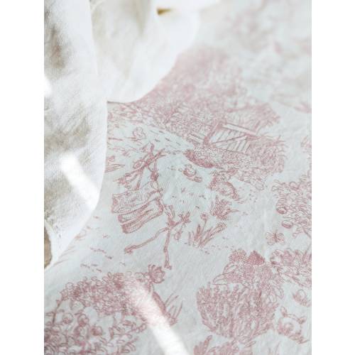 NEW pink cottage toile Baby Bedding Fitted Crib Sheet botanical Mini custom village Cottage bunnies rabbit BLUSH