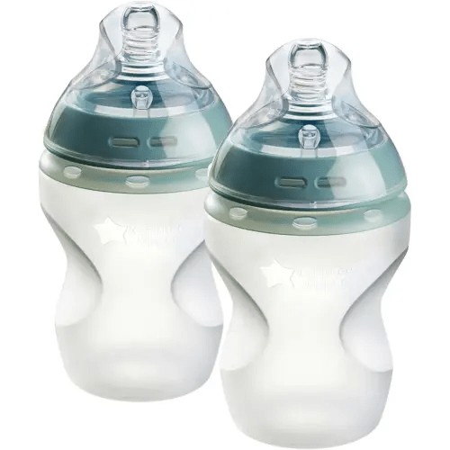 Tommee Tippee Natural Start Anti Colic BPA Free Silicone Baby Bottles, 9oz, Newborn 0+ Months, Silicone Feels Like Mother's Skin, Slow Flow Breast-Like Teat, Pack of 2