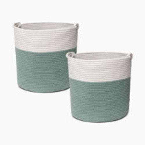 Sprucely Large Rope Basket - Sage, 2-Pack