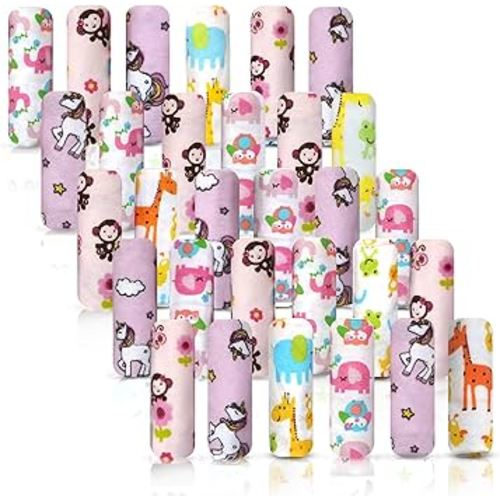 Omilion Baby Washcloth – 30 Pack of Flannel Newborn Washcloths – 100% Cotton - Fun, Colorful Designs – Reusable – Washable – 7x10 Inch Infant Washcloth Set