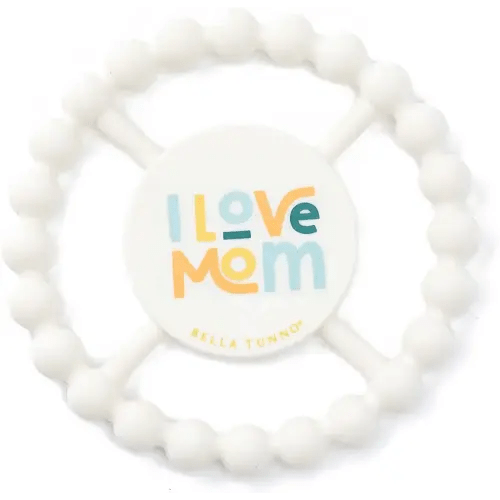 Bella Tunno Happy Teether – Soft & Easy Grip Baby Teether Toy, Silicone Teether Ring to Help Soothe Gums, Non-Toxic and BPA Free, I Love Mom