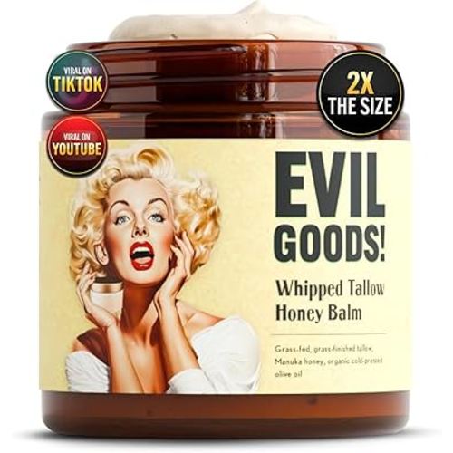 Whipped Beef Tallow and Manuka Honey Balm, 4oz, Unscented, Grass Fed Grass Finished Organic Face Cream, Moisturizer, Body Lotion, Skin Care and Lip Balm